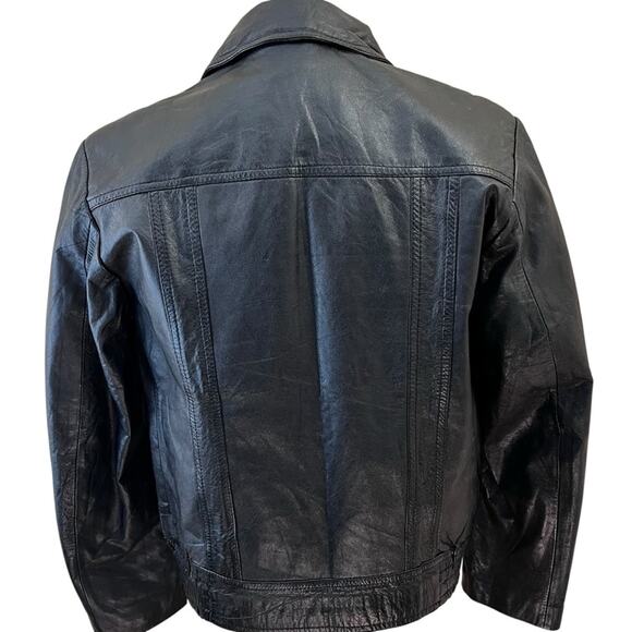 Vintage 1970s/80s Spanish Leather Jacket – Black Zip-Up, Pockets, Size 38 (S/M) - Picture 2 of 11